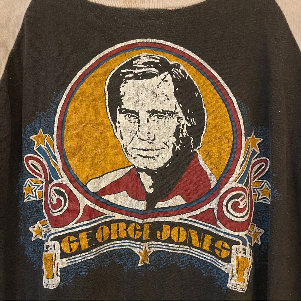 Rare George Jones Vintage Raglan 3/4 Sleeve Tee, Medium